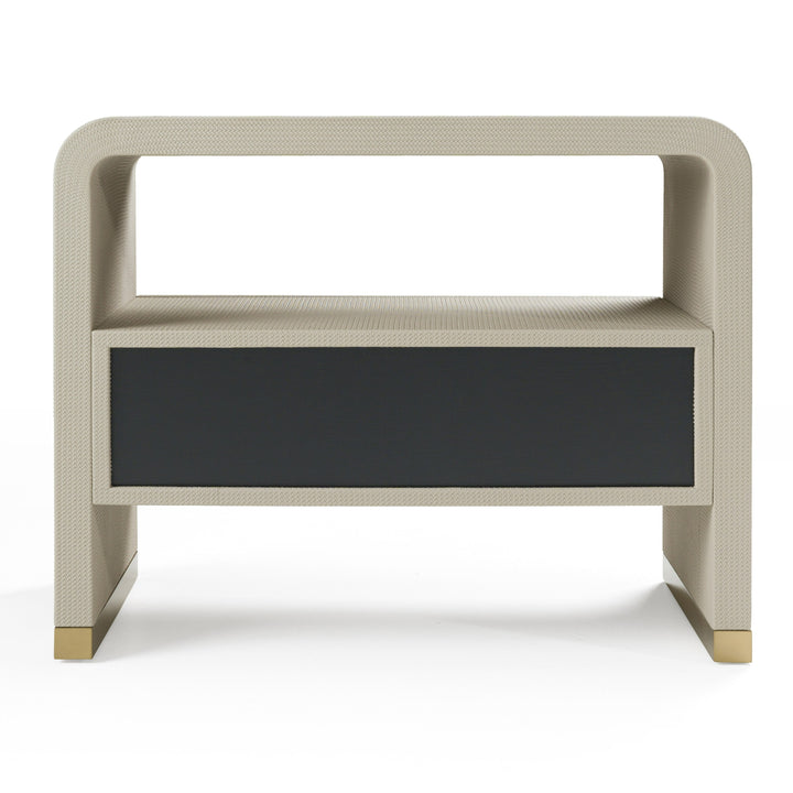Florence  Modern Beige Leatherette + Gold Nightstand