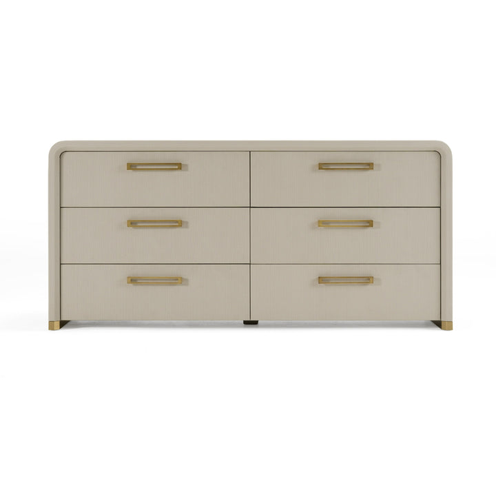 Florence - Modern Beige Leatherette + Gold Dresser