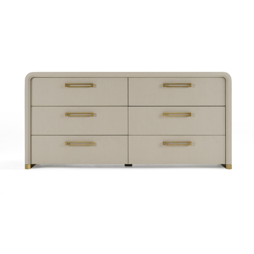 Florence - Modern Beige Leatherette + Gold Dresser
