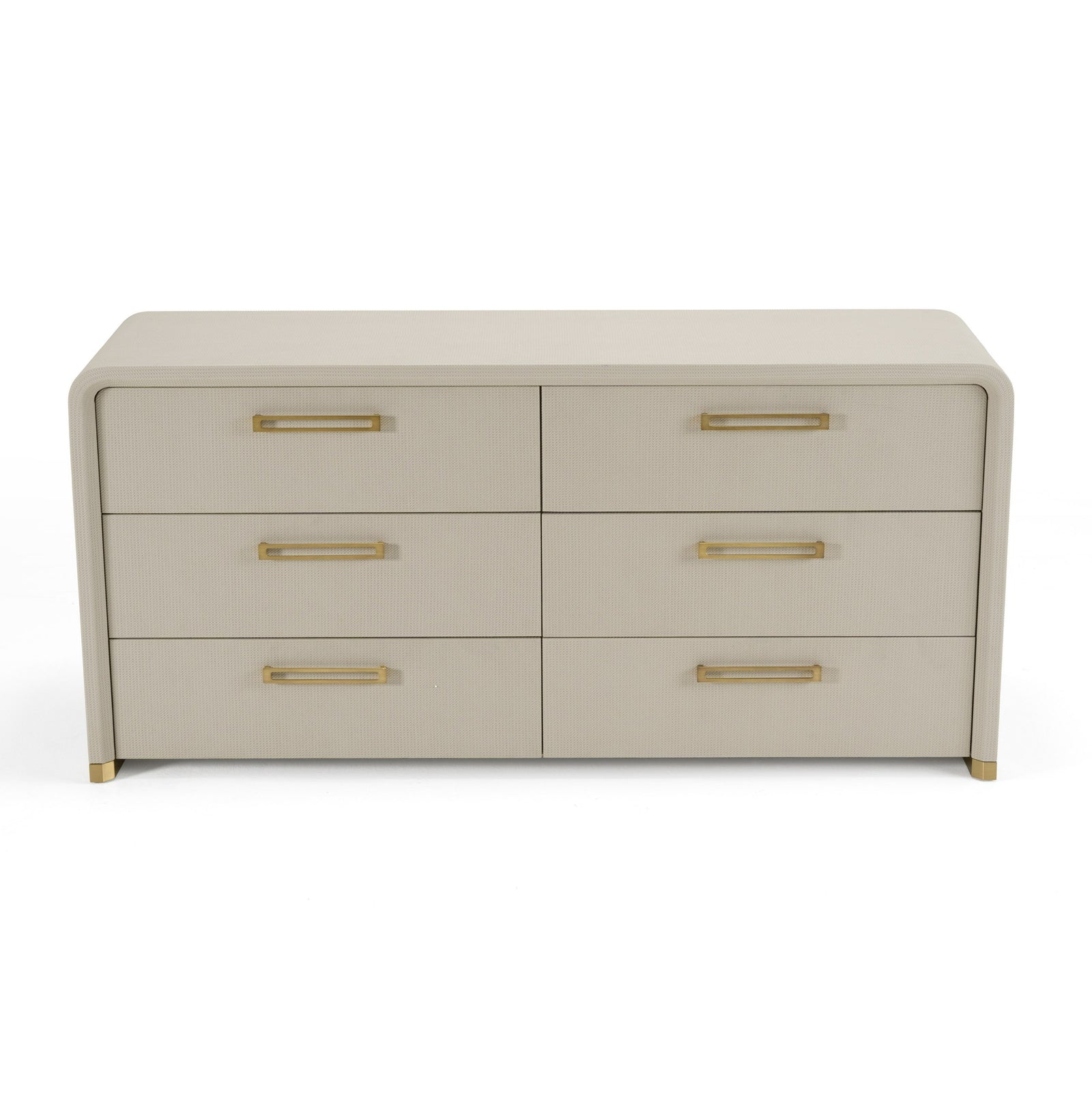 Florence - Modern Beige Leatherette  Gold Dresser