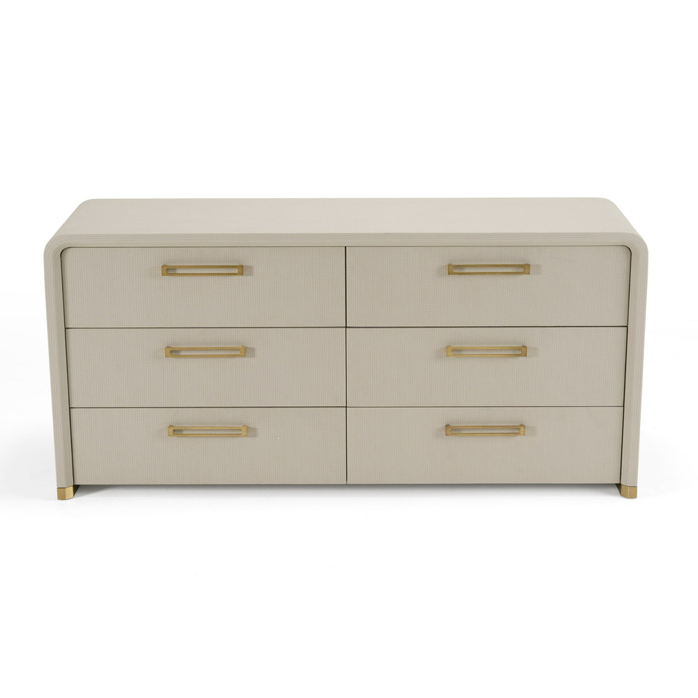Florence - Modern Beige Leatherette + Gold Dresser - View 2