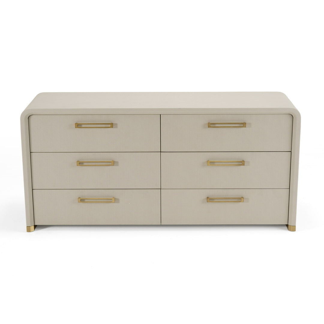 Florence - Modern Beige Leatherette + Gold Dresser