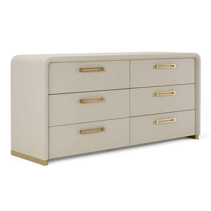 Florence - Modern Beige Velvet + Leatherette Bedroom Set