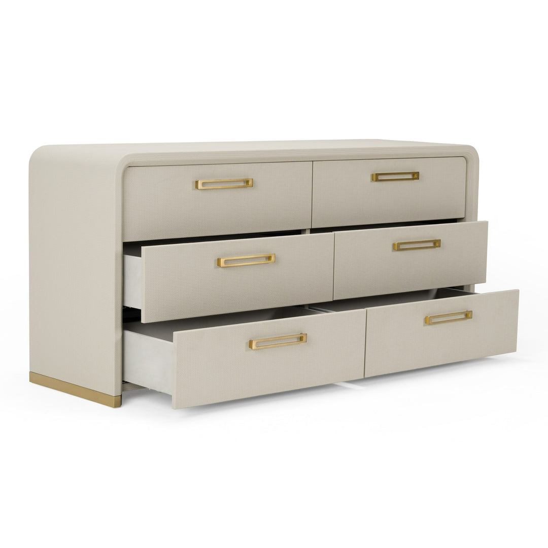 Florence - Modern Beige Leatherette  Gold Dresser
