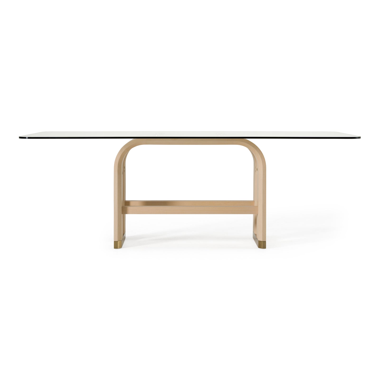 Florence - Modern Glass  Natural Oak  Gold Dining Table