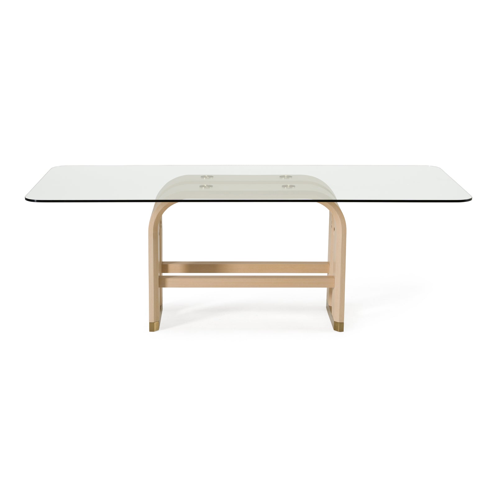 Florence - Modern Glass  Natural Oak  Gold Dining Table