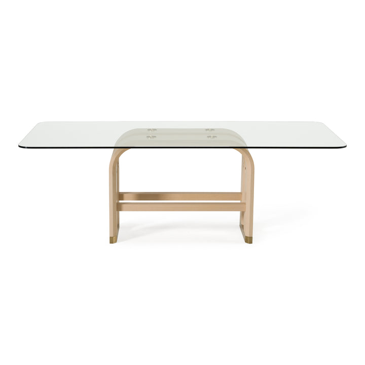 Florence - Modern Glass  Natural Oak  Gold Dining Table