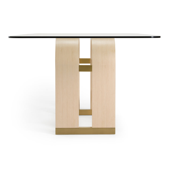 Florence - Modern Glass  Natural Oak  Gold Dining Table