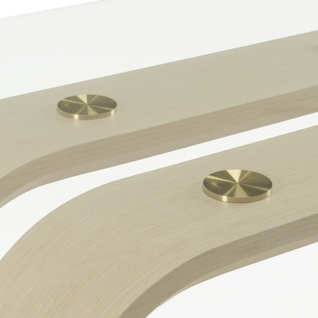 Florence - Modern Glass + Natural Oak + Gold Dining Table
