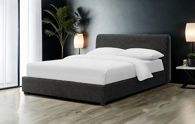 Vertham Full Bouclé Upholstered Platform Bed Frame with Panel Headboard