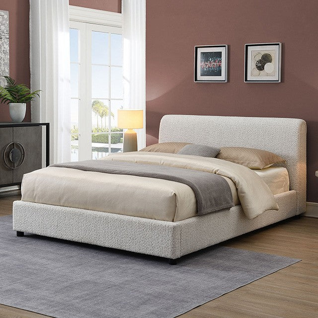 Vertham Bouclé Queen Platform Bed with Upholstered Headboard