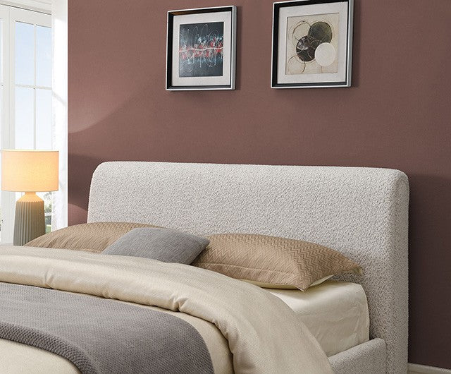 Vertham Bouclé Queen Platform Bed with Upholstered Headboard