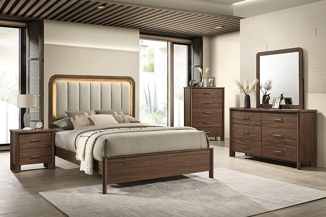 Hayward Modern Upholstered Platform Bed with Panel Headboard