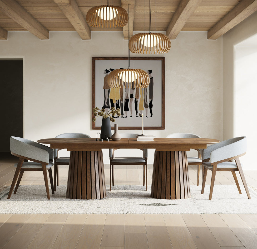 Truman  Mid-Century Modern Grey + Walnut Dining Chair