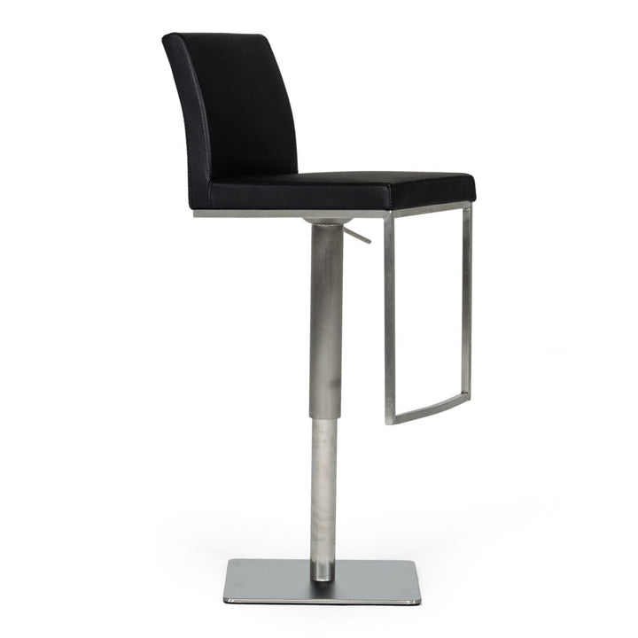 Folsum - Modern Black &amp; Brushed Stainless Steel Adjustable Bar Stool