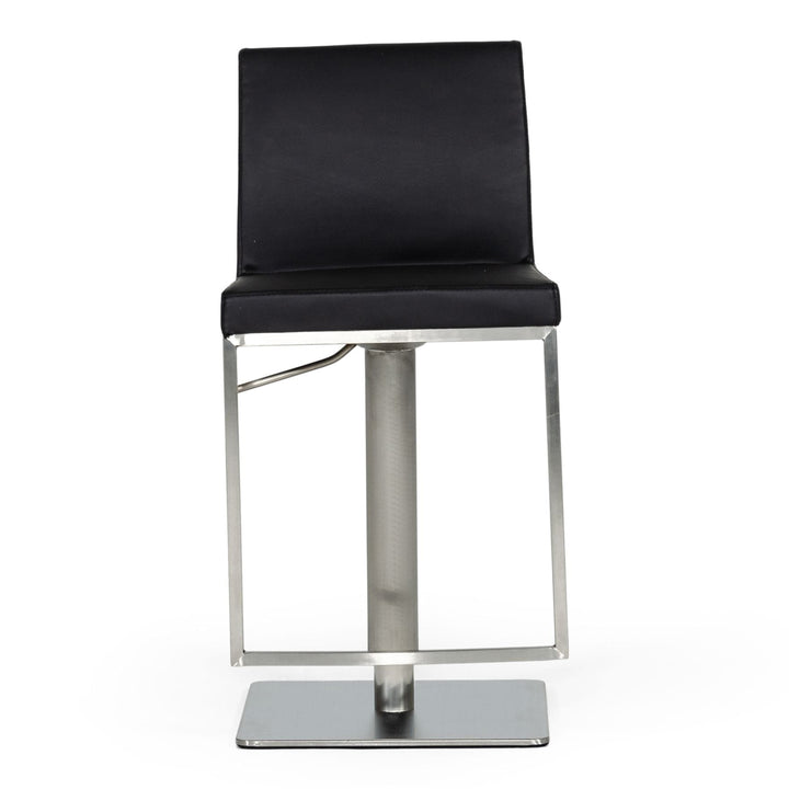 Folsum - Modern Black &amp; Brushed Stainless Steel Adjustable Bar Stool