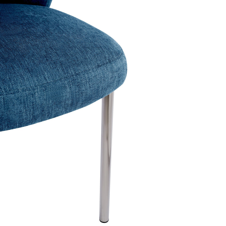 Fomo Chenille - upholstered Stainless Steel Base Dining Chair in Azure (Set of 2) Chair modern furniture Contempo Furniture