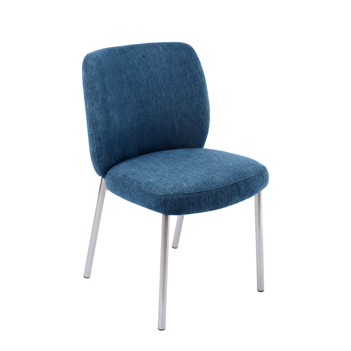 Fomo Chenille - upholstered Stainless Steel Base Dining Chair in Azure (Set of 2) Chair modern furniture Contempo Furniture