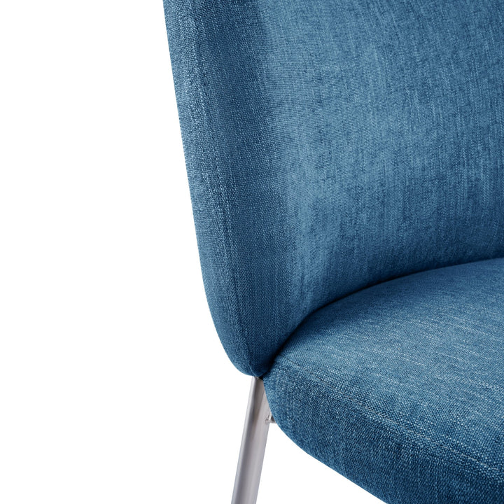 Fomo Chenille - upholstered Stainless Steel Base Dining Chair in Azure (Set of 2) Chair modern furniture Contempo Furniture