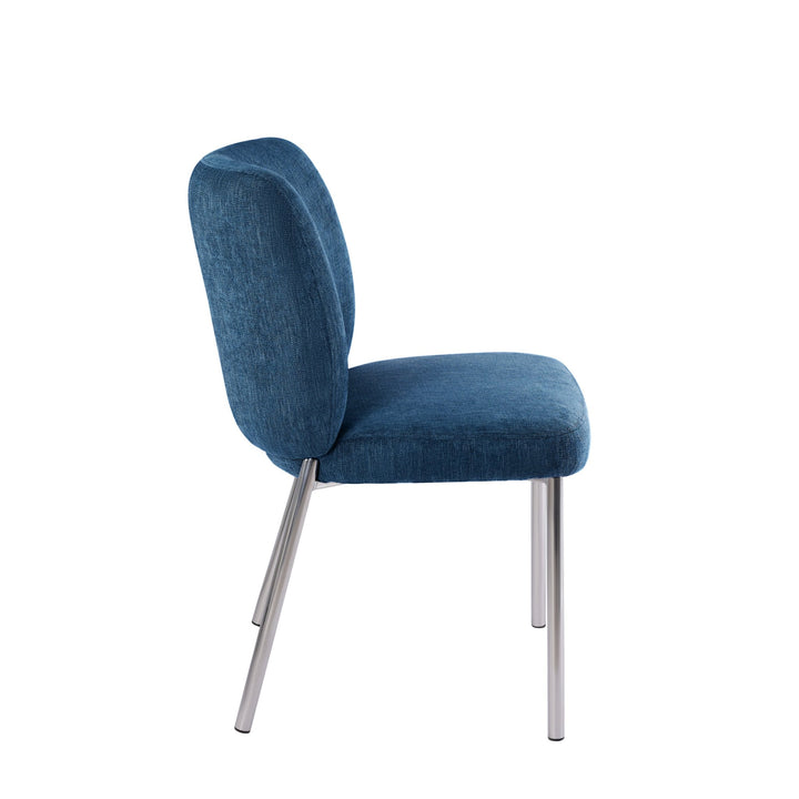 Fomo Chenille - upholstered Stainless Steel Base Dining Chair in Azure (Set of 2) Chair modern furniture Contempo Furniture