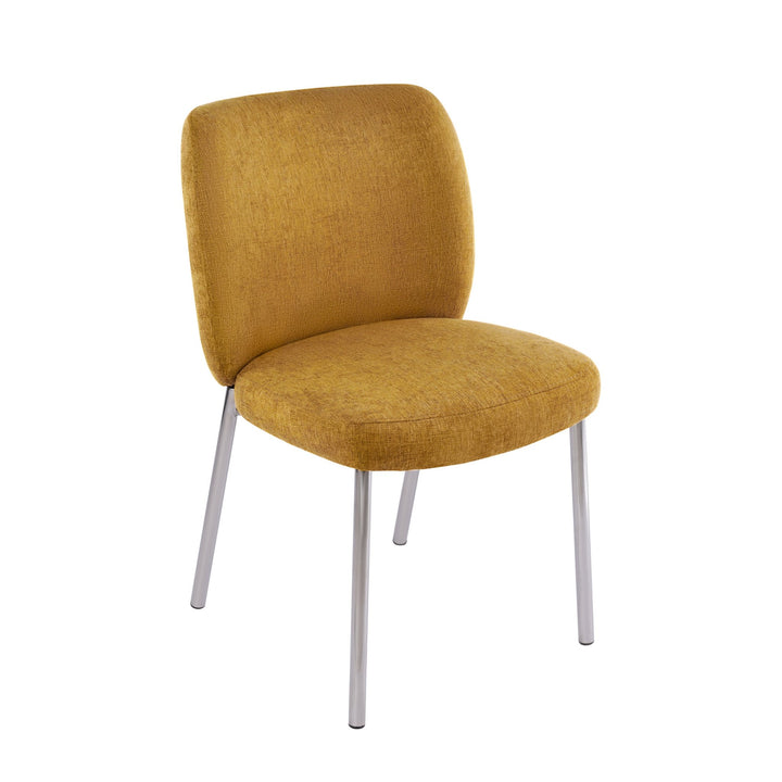 Fomo Chenille - upholstered Stainless Steel Base Dining Chair in Pineapple (Set of 2) Chair modern furniture Contempo Furniture