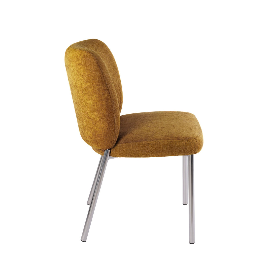 Fomo Chenille - upholstered Stainless Steel Base Dining Chair in Pineapple (Set of 2) Chair modern furniture Contempo Furniture