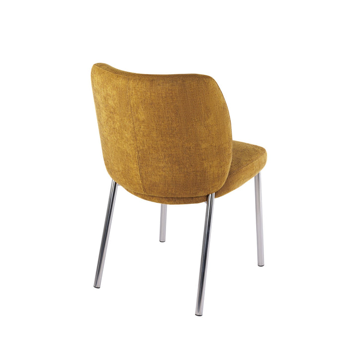 Fomo Chenille - upholstered Stainless Steel Base Dining Chair in Pineapple (Set of 2) Chair modern furniture Contempo Furniture