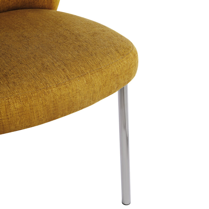 Fomo Chenille - upholstered Stainless Steel Base Dining Chair in Pineapple (Set of 2) Chair modern furniture Contempo Furniture