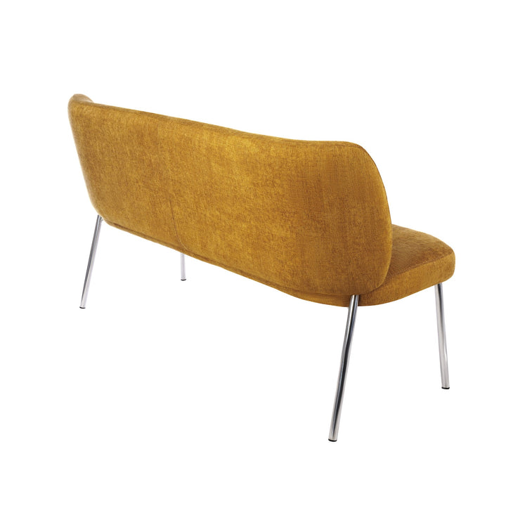 Fomo Chenille - upholstered Stainless Steel Base Settee in Pineapple Benches modern furniture Contempo Furniture
