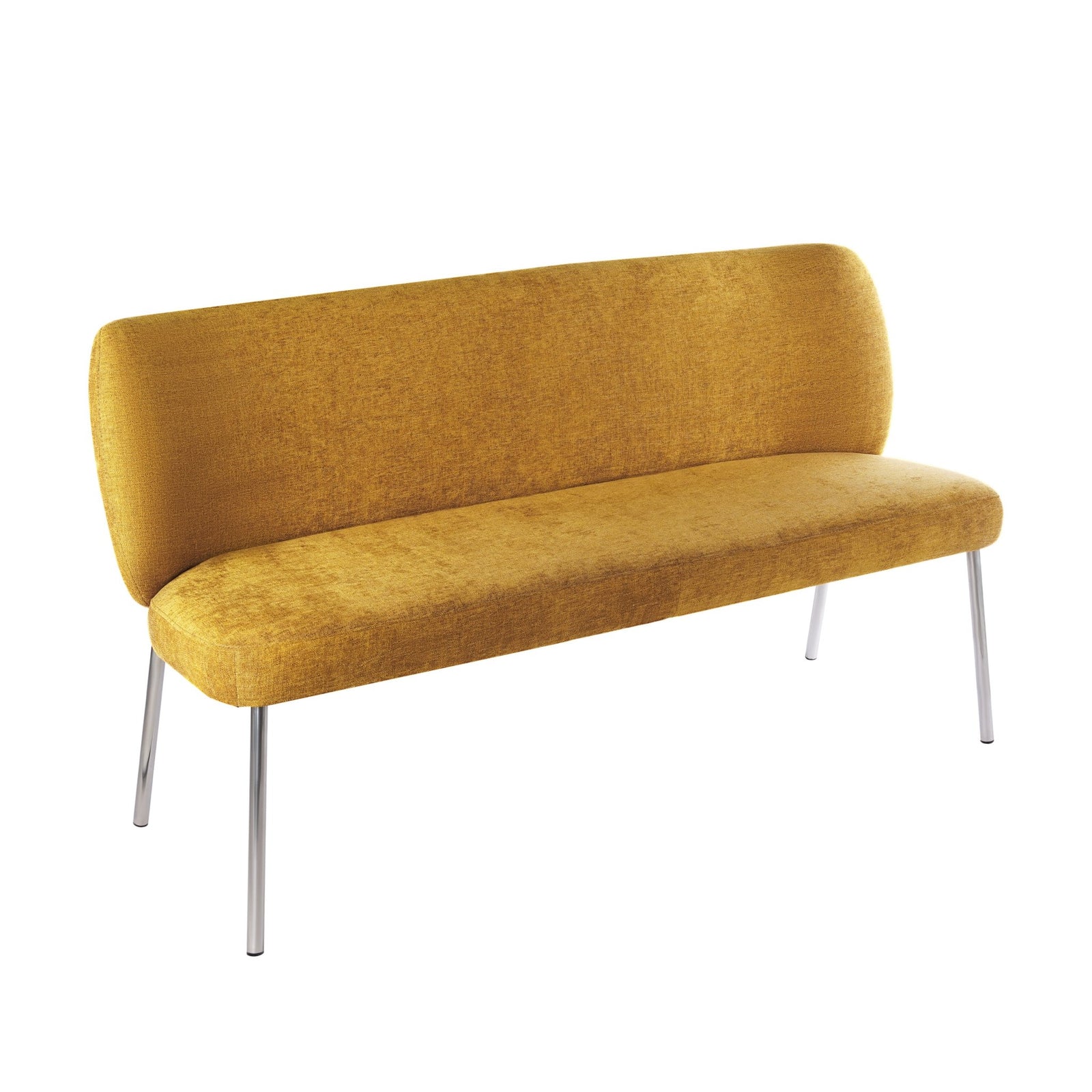 Fomo Chenille - upholstered Stainless Steel Base Settee in Pineapple Benches modern furniture Contempo Furniture