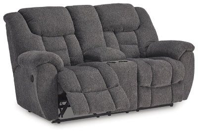 Foreside Reclining Loveseat with Console - Dark Gray Reclining Loveseat modern furniture Contempo Furniture