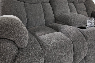 Foreside Reclining Loveseat with Console - Dark Gray Reclining Loveseat modern furniture Contempo Furniture