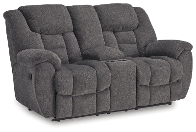 Foreside Reclining Loveseat with Console - Dark Gray Reclining Loveseat modern furniture Contempo Furniture
