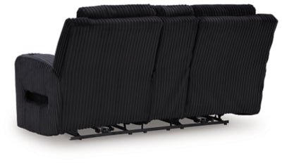Forest Lake Power Reclining Loveseat with Console and Adjustable Headrest - Black Reclining Loveseat modern furniture Contempo Furniture