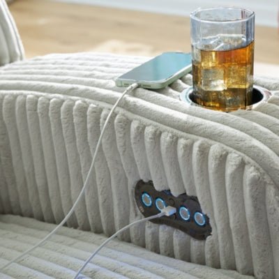 Forest Lake Power Reclining Sofa - Gray Power Reclining Sofa modern furniture Contempo Furniture