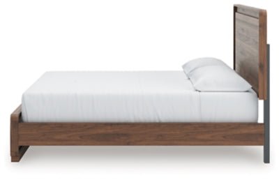 Fortlorn California King Panel Bed - Dark Brown Panel Bed modern furniture Contempo Furniture