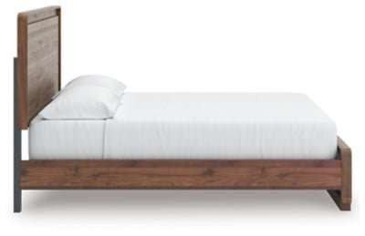 Fortlorn California King Panel Bed - Dark Brown Panel Bed modern furniture Contempo Furniture