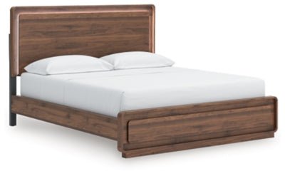 Fortlorn California King Panel Bed - Dark Brown Panel Bed modern furniture Contempo Furniture