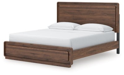 Fortlorn California King Panel Bed - Dark Brown Panel Bed modern furniture Contempo Furniture