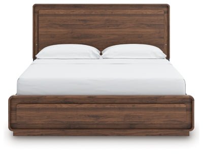 Fortlorn California King Panel Bed - Dark Brown Panel Bed modern furniture Contempo Furniture