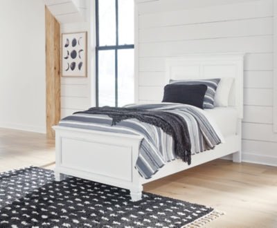 Fortman Twin Panel Bed - White Panel Bed modern furniture Contempo Furniture