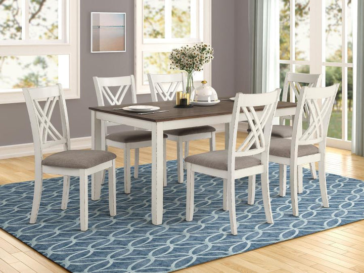 Fortress - 7 Piece Rectangular Dining Set - Vintage Vanilla 7 - Piece Dining Room Set modern furniture Contempo Furniture