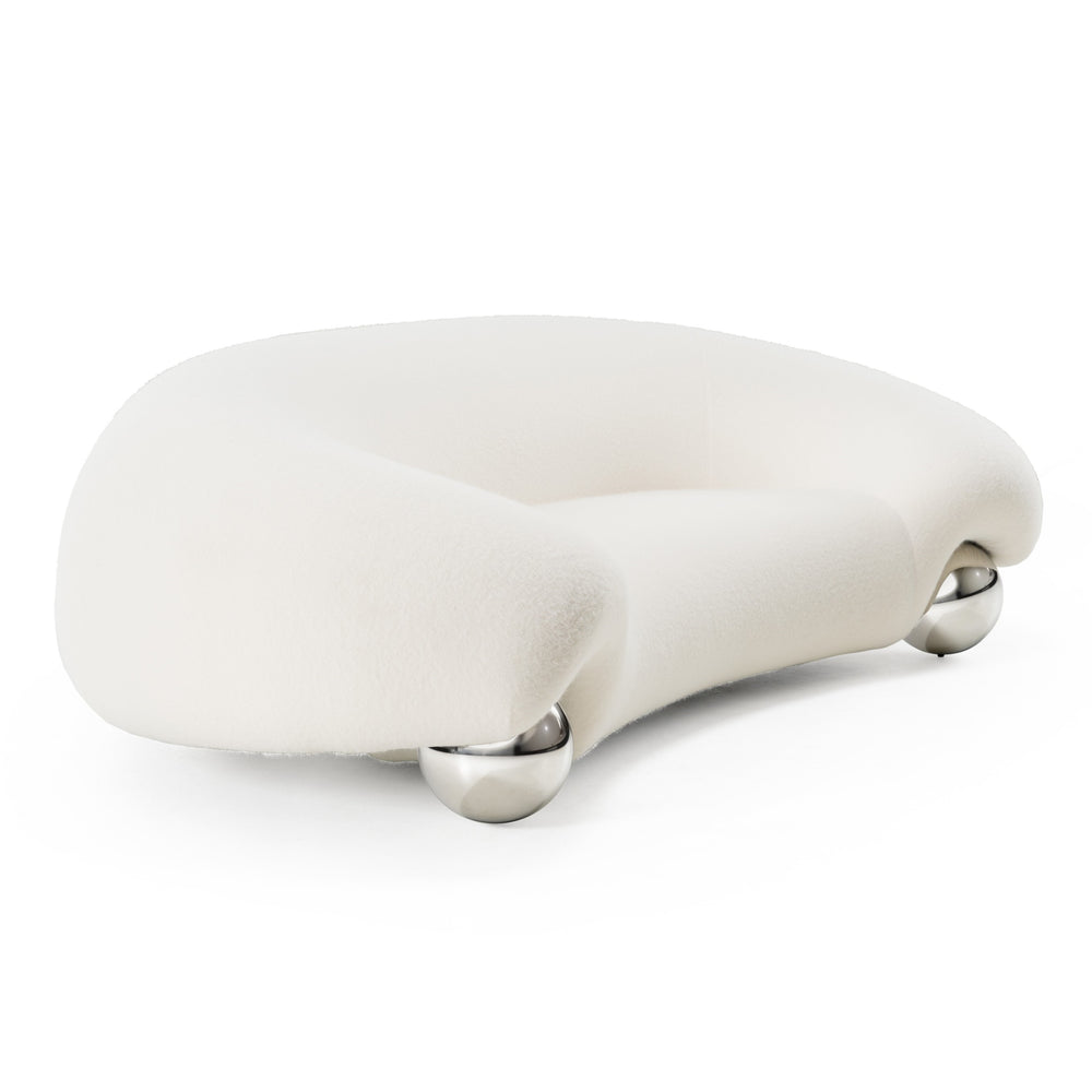 Fortune - Contemporary White Fabric Sofa - View 4