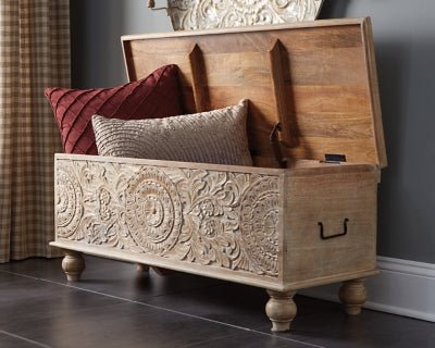 Fossil Ridge Storage Bench - Beige Storage Bench modern furniture Contempo Furniture