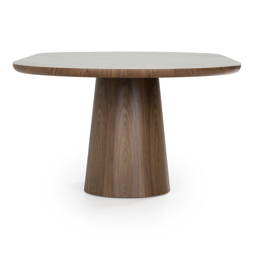 Foster - Contemporary White Ceramic + Walnut Oval Dining Table - View 3