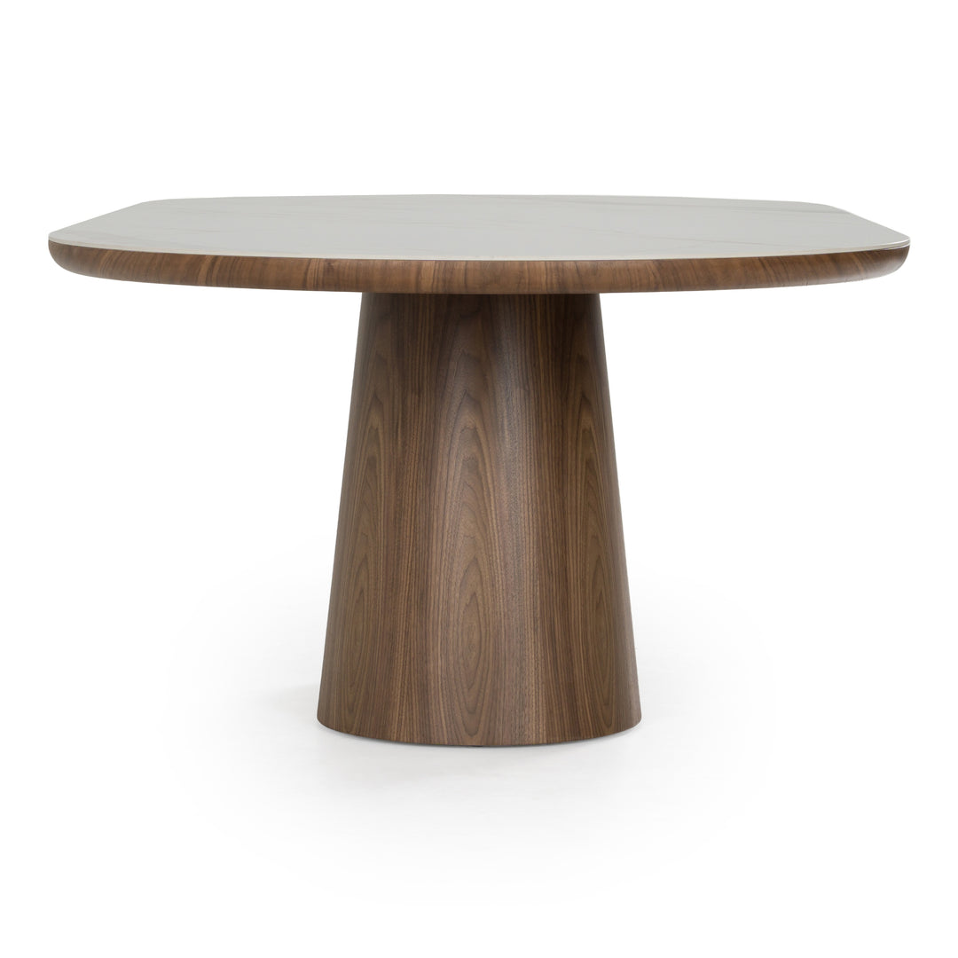 Foster - Contemporary White Ceramic + Walnut Oval Dining Table