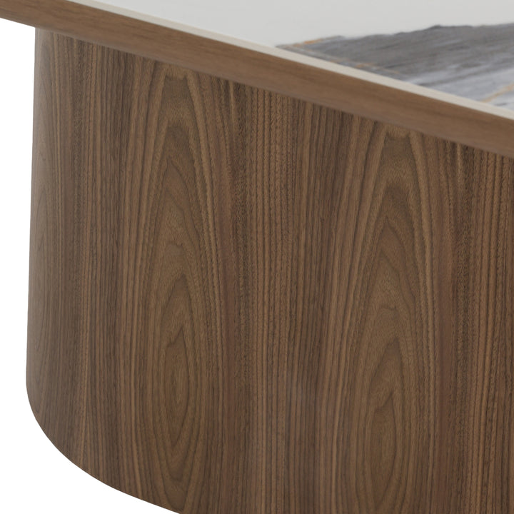 Foster - Contemporary White Ceramic + Walnut Oval Dining Table