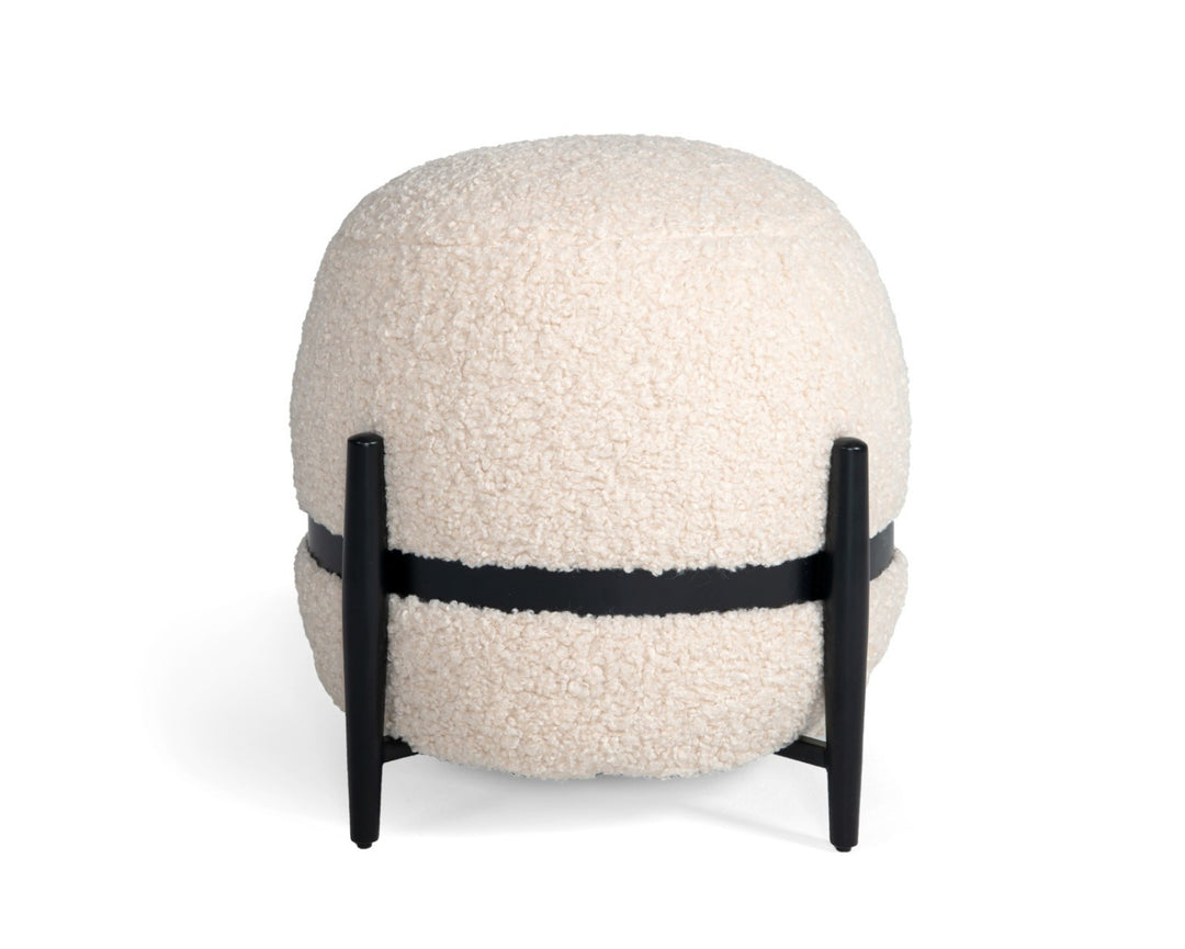 Fouston  Contemporary White Sherpa Pouf