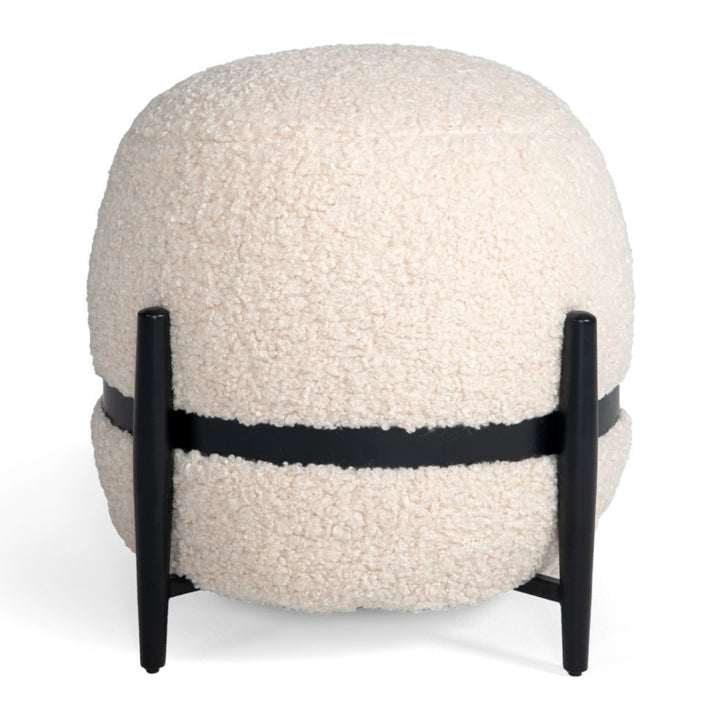 Fouston - Contemporary White Sherpa Pouf