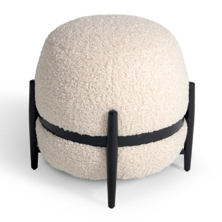 Fouston - Contemporary White Sherpa Pouf